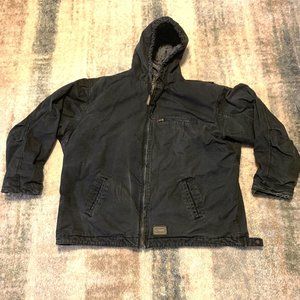 Black Schmidt Work Wear Hooded Quilt Lined Jacket Sz 2XL